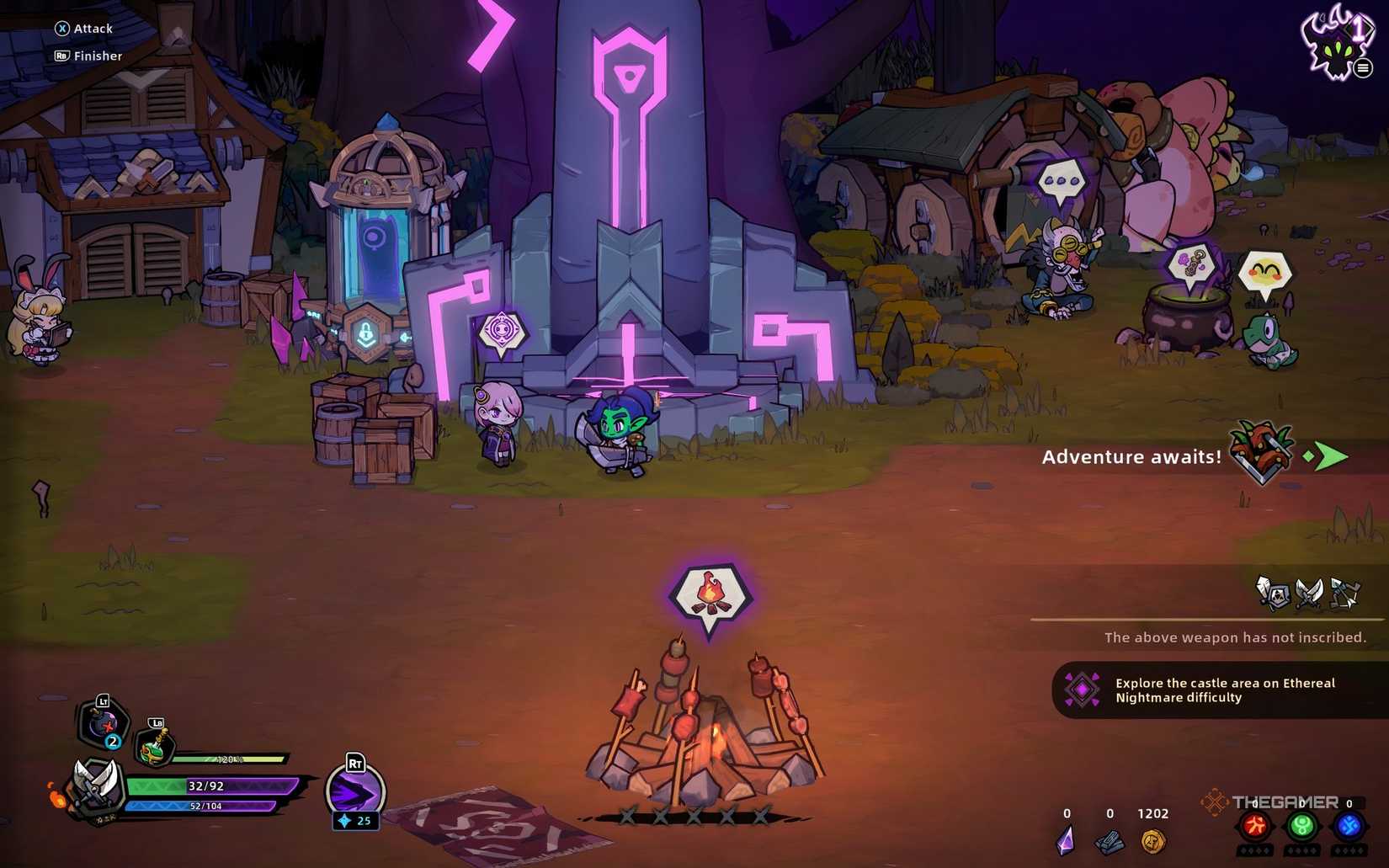 Player standing in front of Nia in the Lost Castle 2 camp.