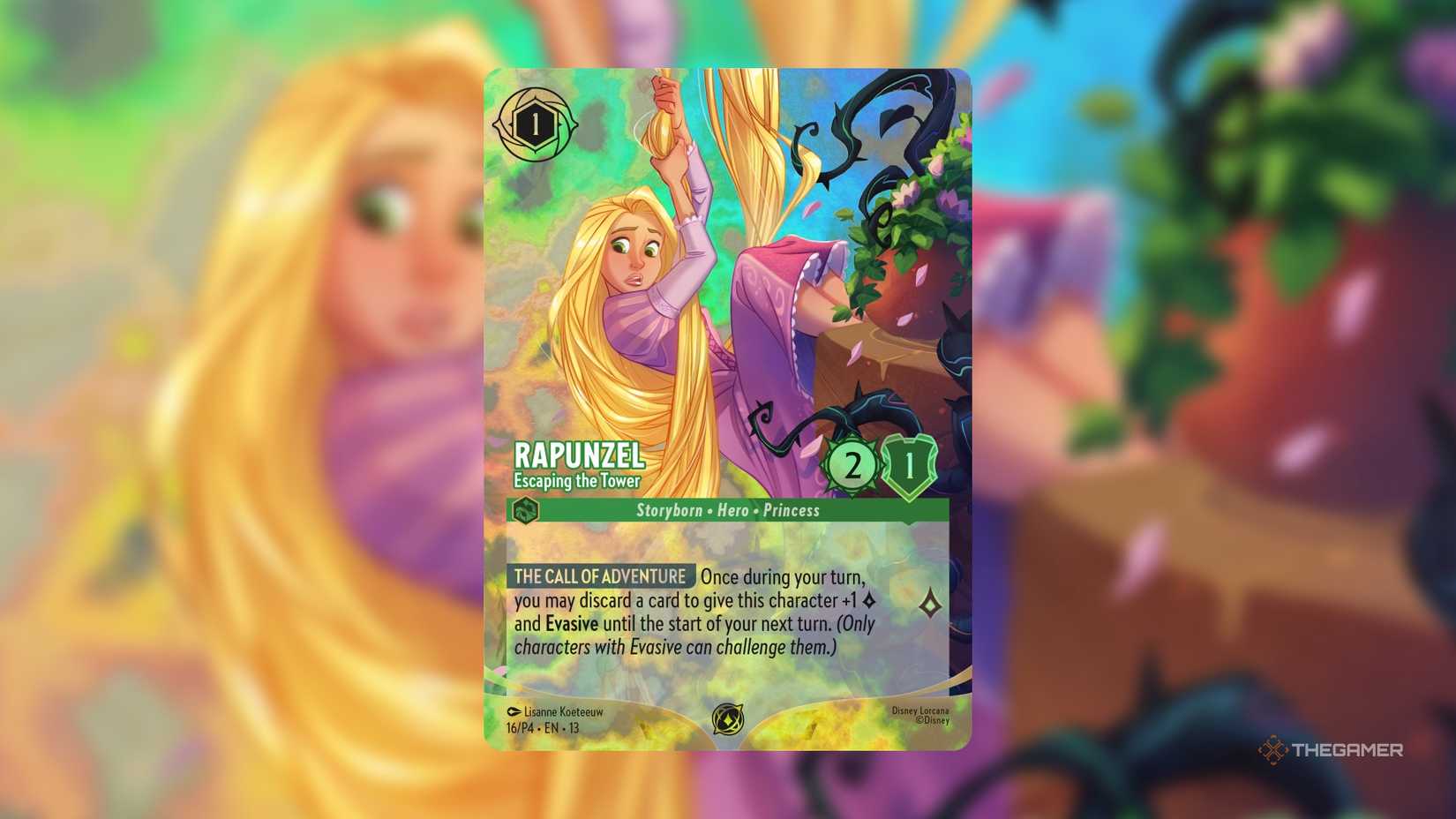 Rapunzel, Tower Escape Lorcana Card.
