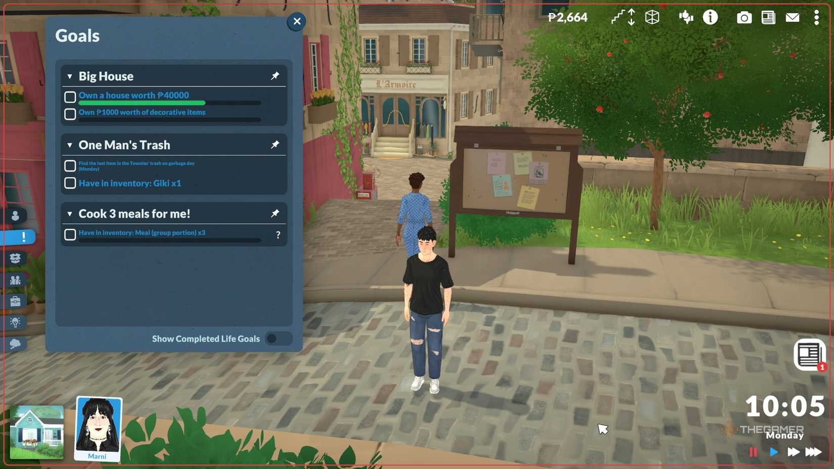 Several items in the target list in Paralives.