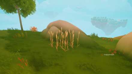 Solarpunk looks at wheat on an island.