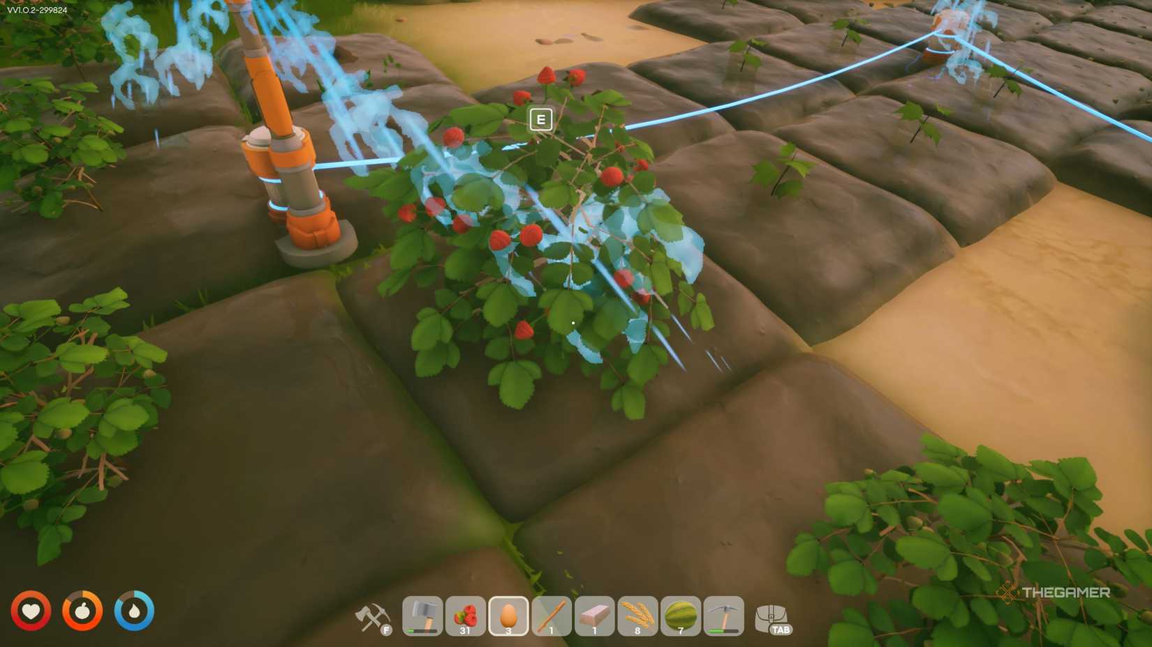 Solarpunk picking berries.