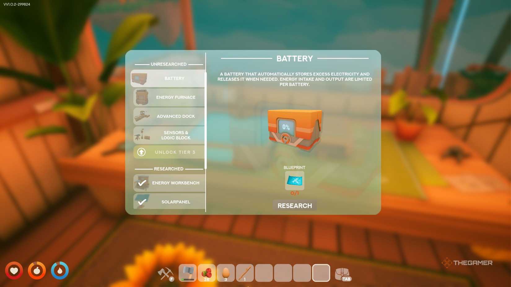 Solarpunk tradebot research table recipes.