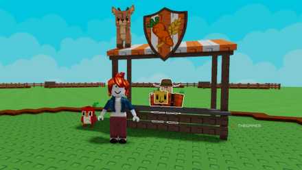 A player is standing next to his guild in Grow a Garden 2 Roblox.