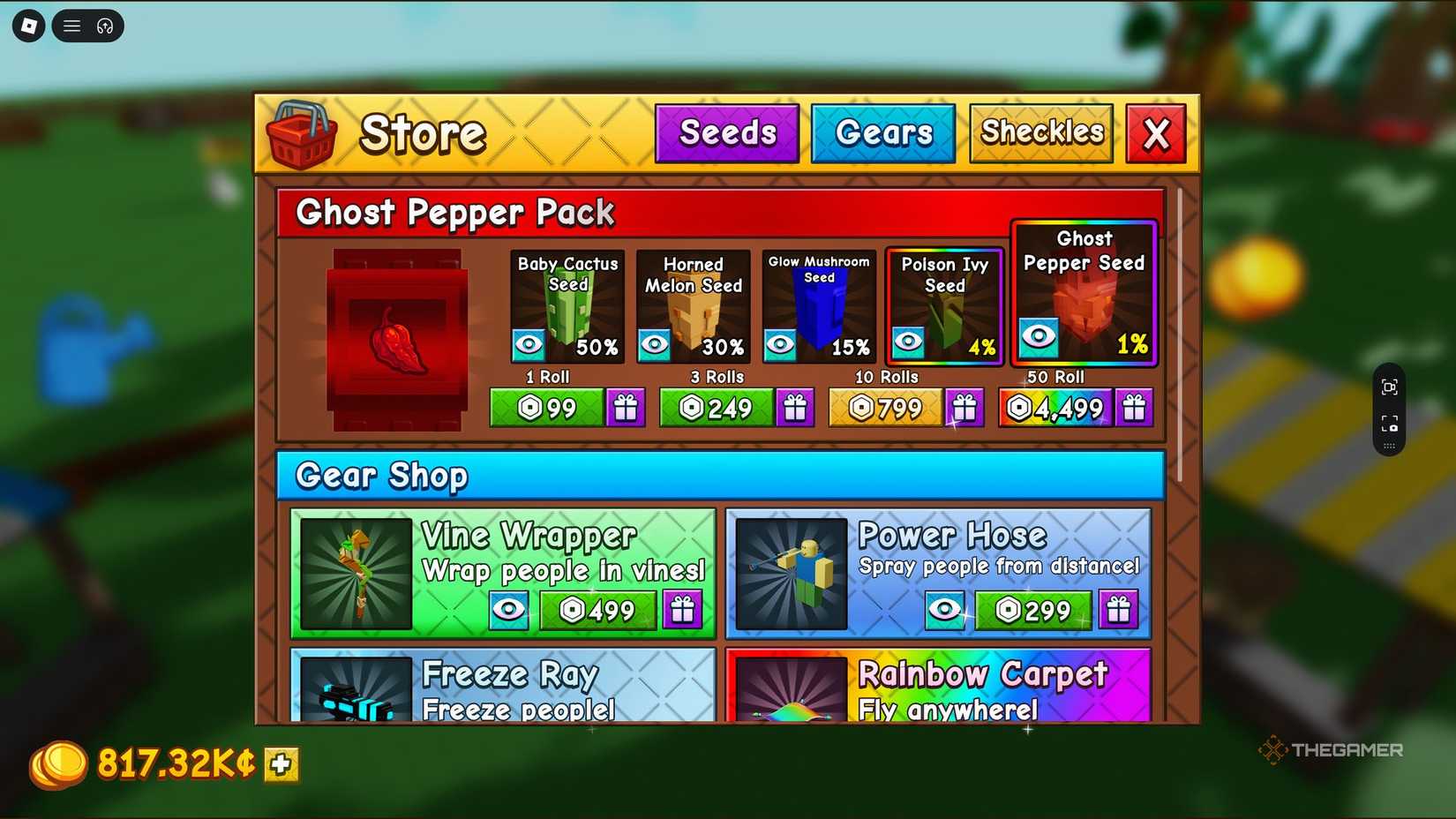 The robux store in Grow a Garden 2 Roblox.