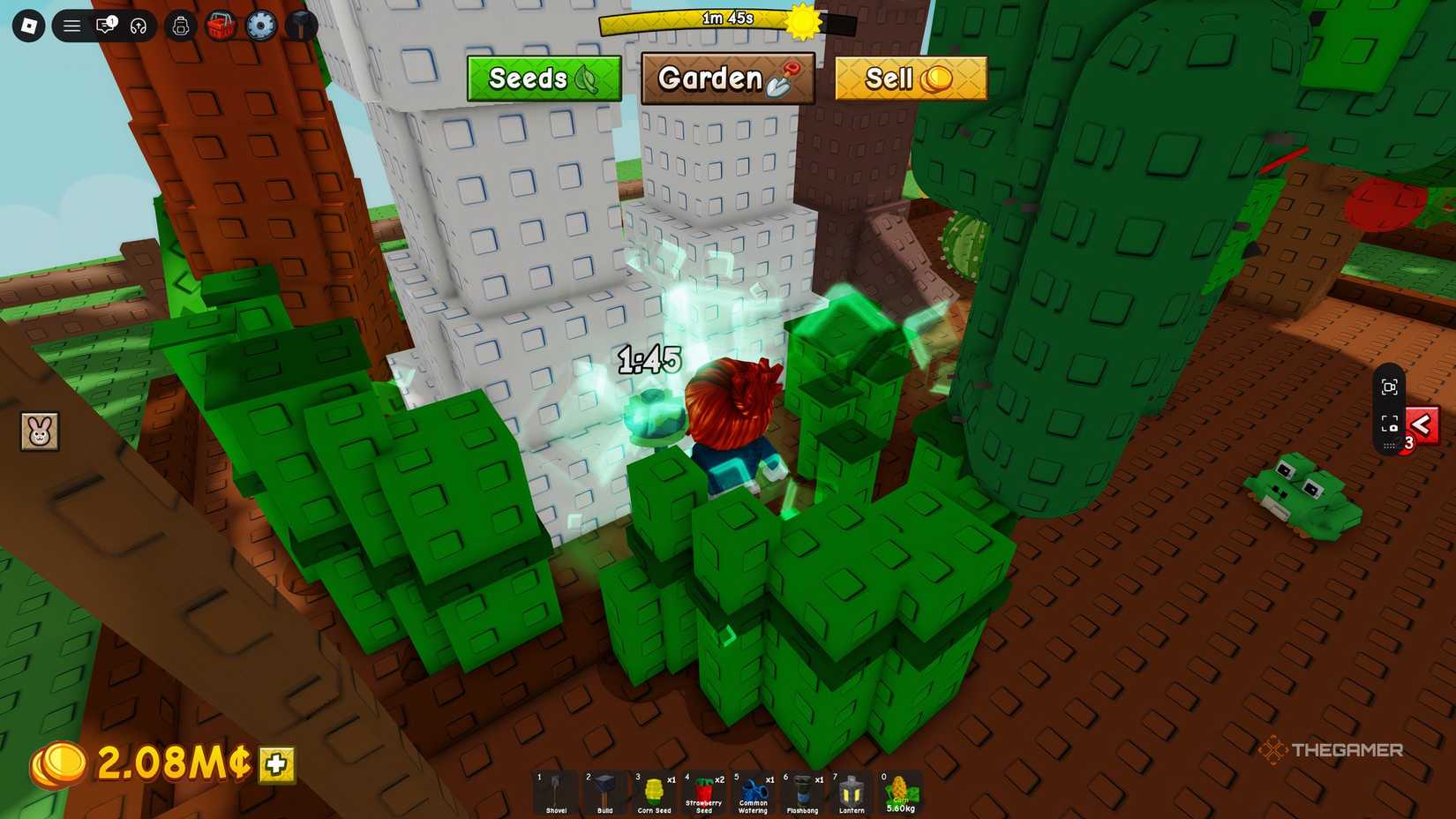 Using a sprinkler in Grow a Garden 2 Roblox.
