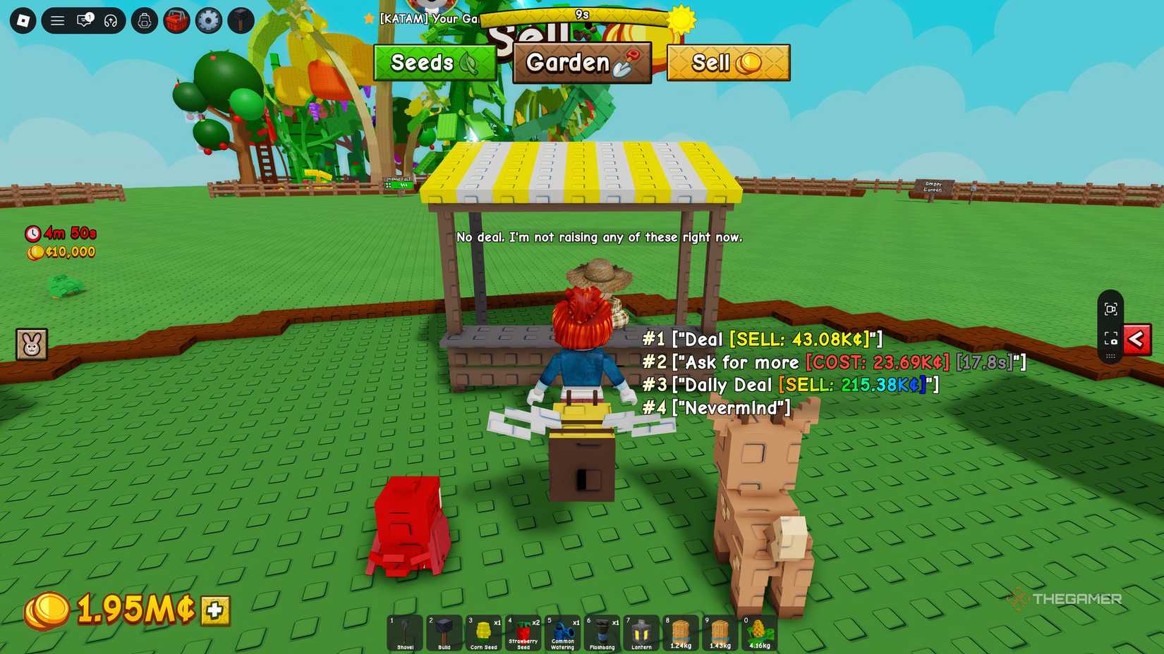 Using the Bargain option in Grow a Garden 2.