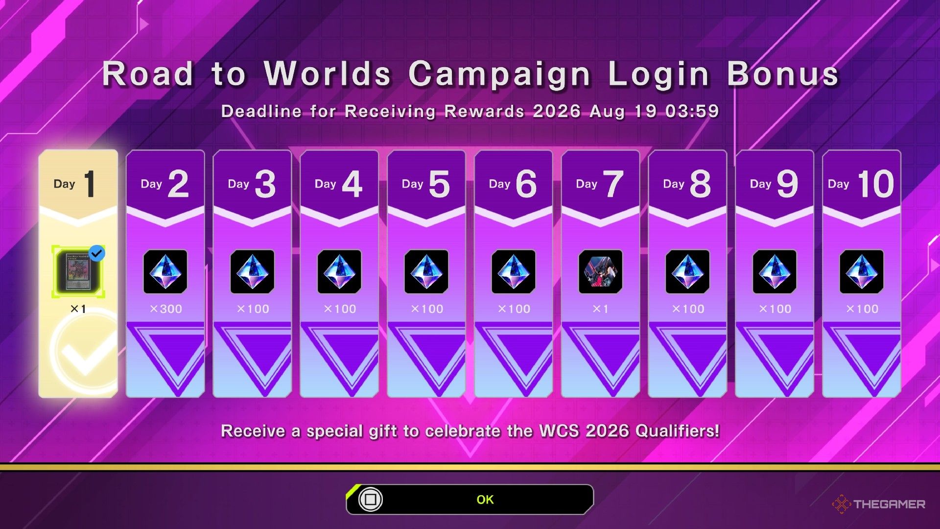 yu gi oh master duel road to worlds login rewards