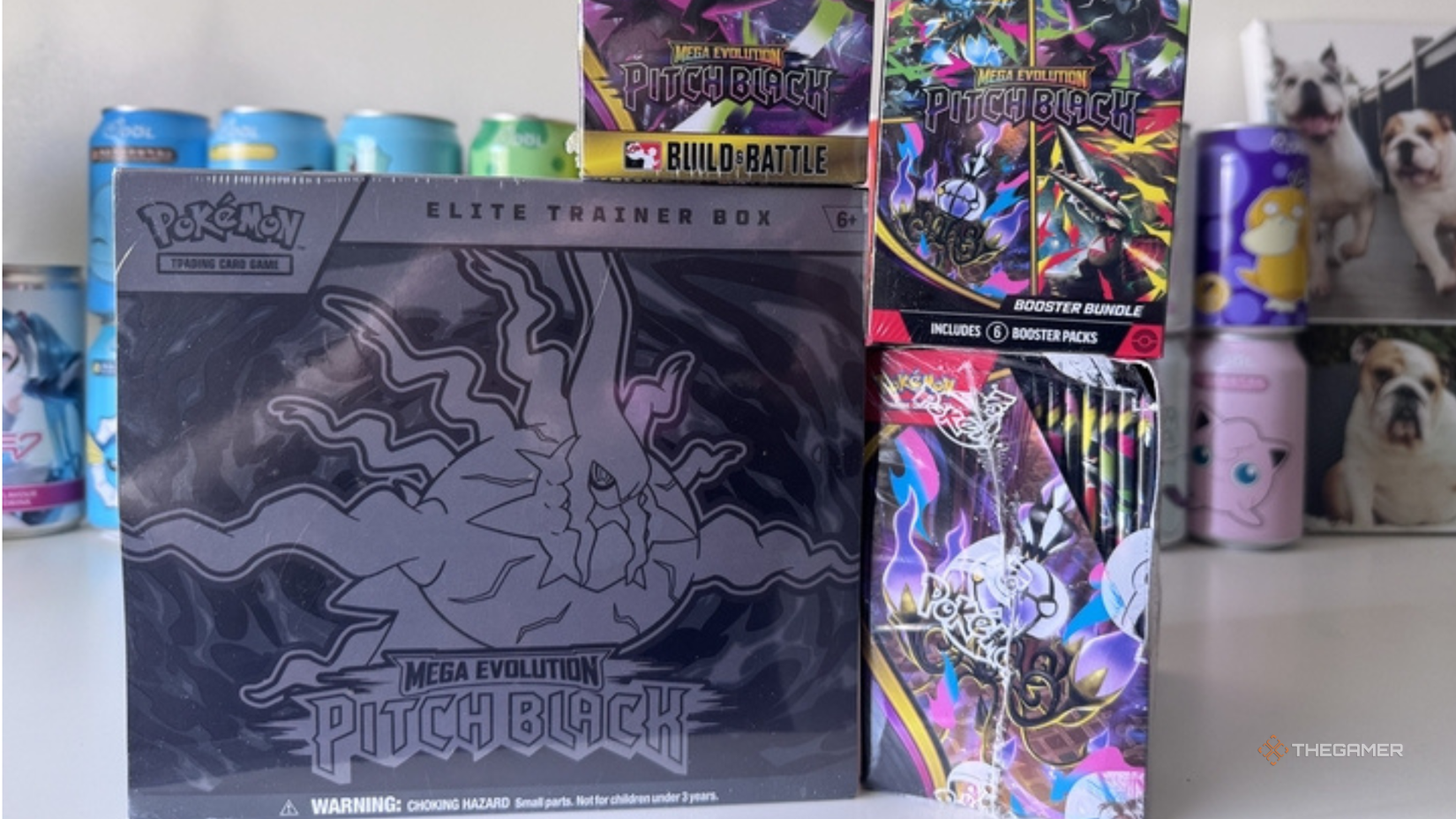 Photo of a selection of pokemon tcg pitch products.
