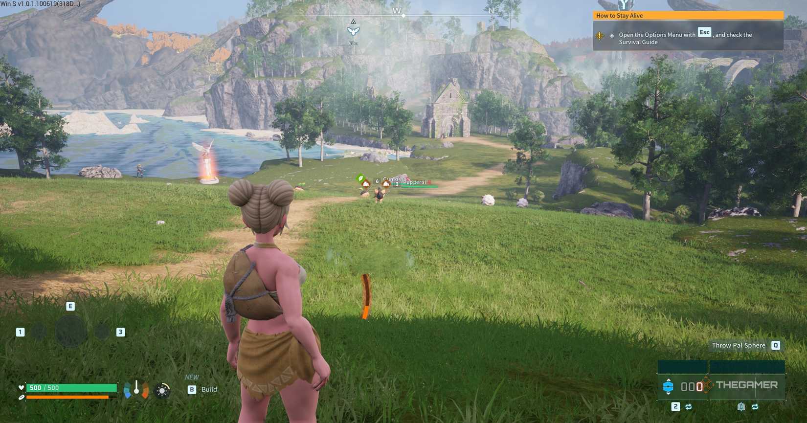 Character in Palworld exploring a new biome and finding a new Pal.