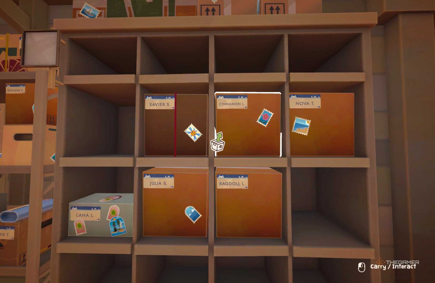 Cat Mail Co. A group of boxes with labels shown in