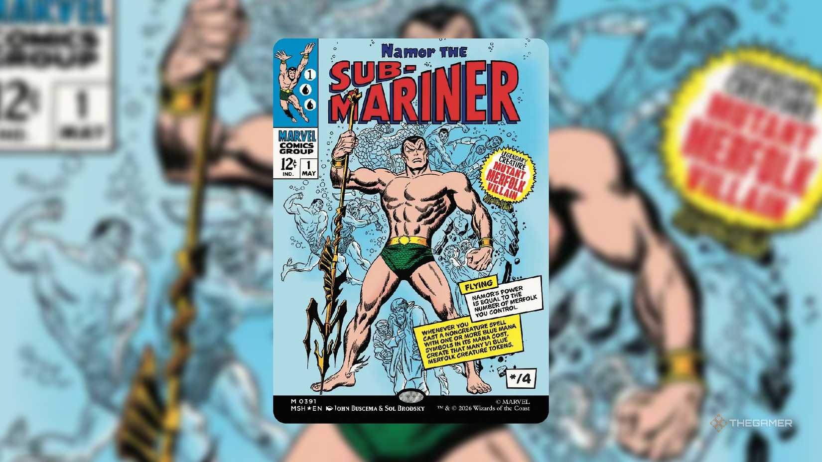 An image of the Namor the Submariner comic book card from MTG marvel super heroes.