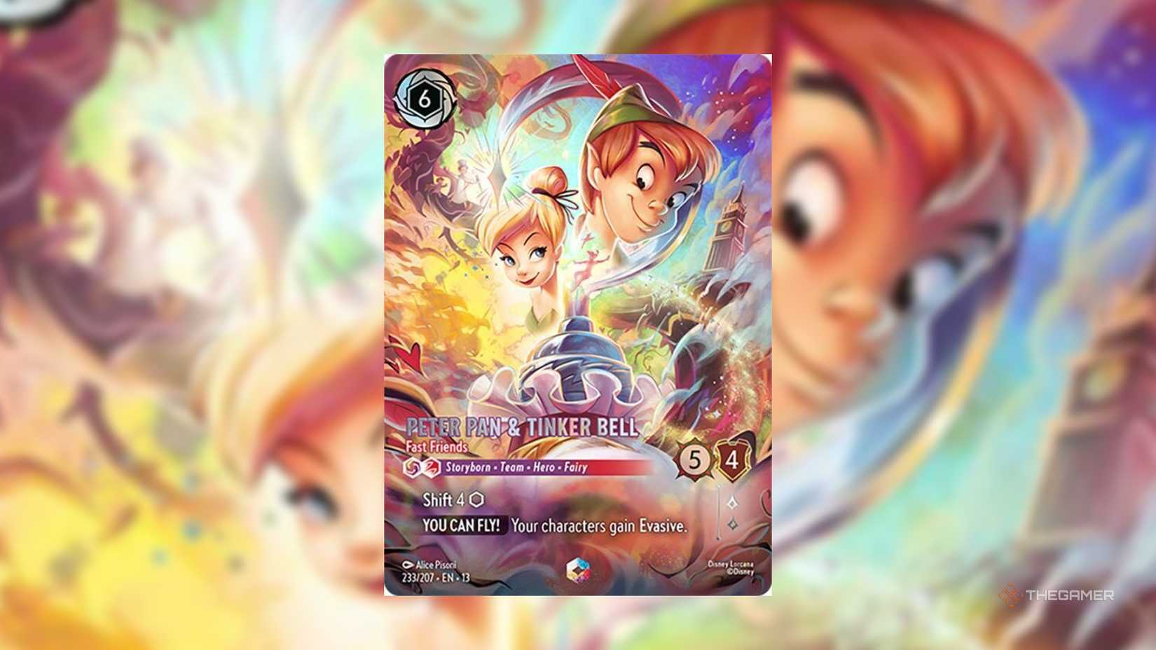 Image of Peter Pan and Tinker Bell Disney Lorcan card from The Attack of the Bell. 