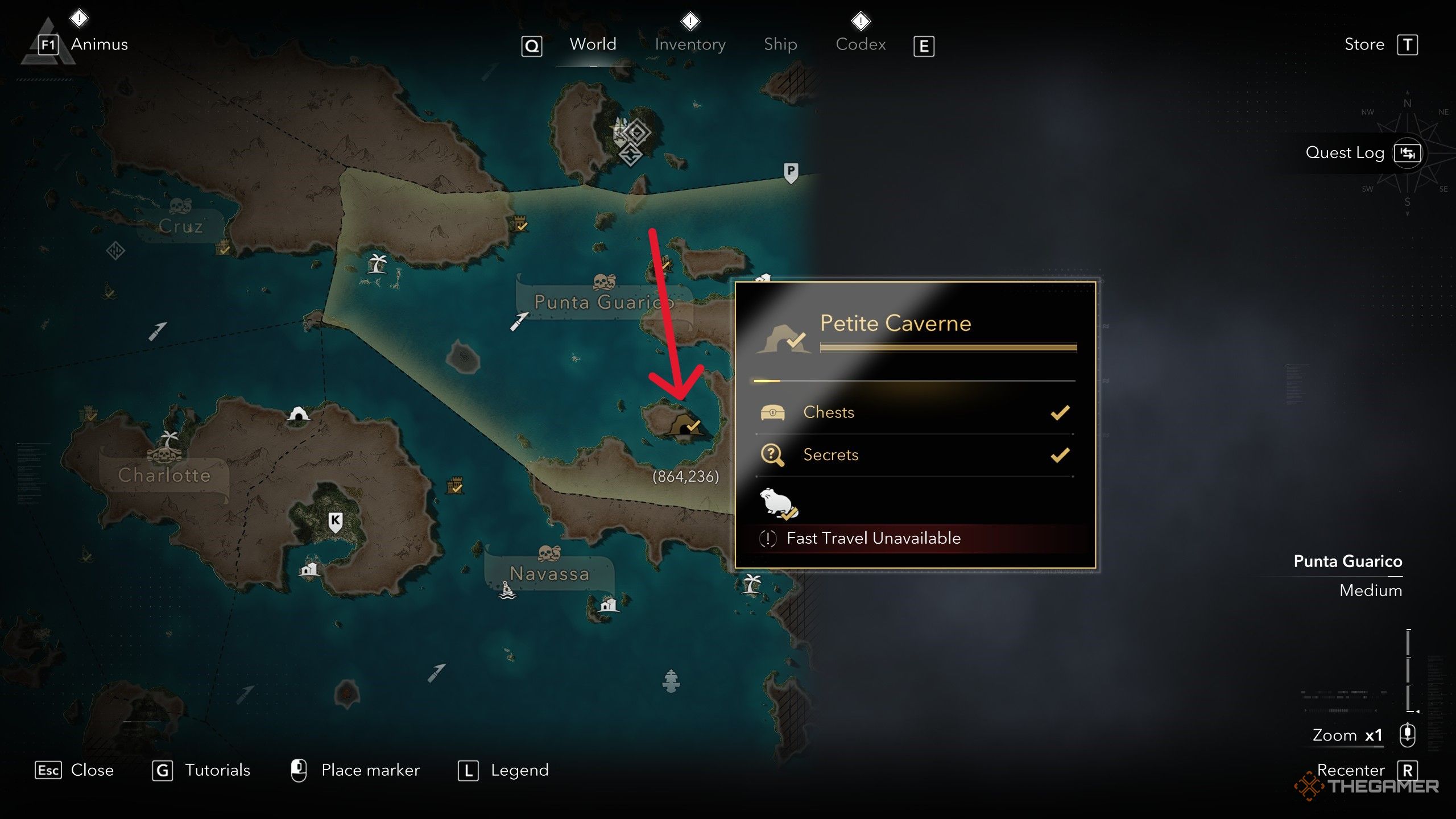 A player locating the Heavy Shot Storage Ultimate Plan in Assassin's Creed: Black Flag Resynced.