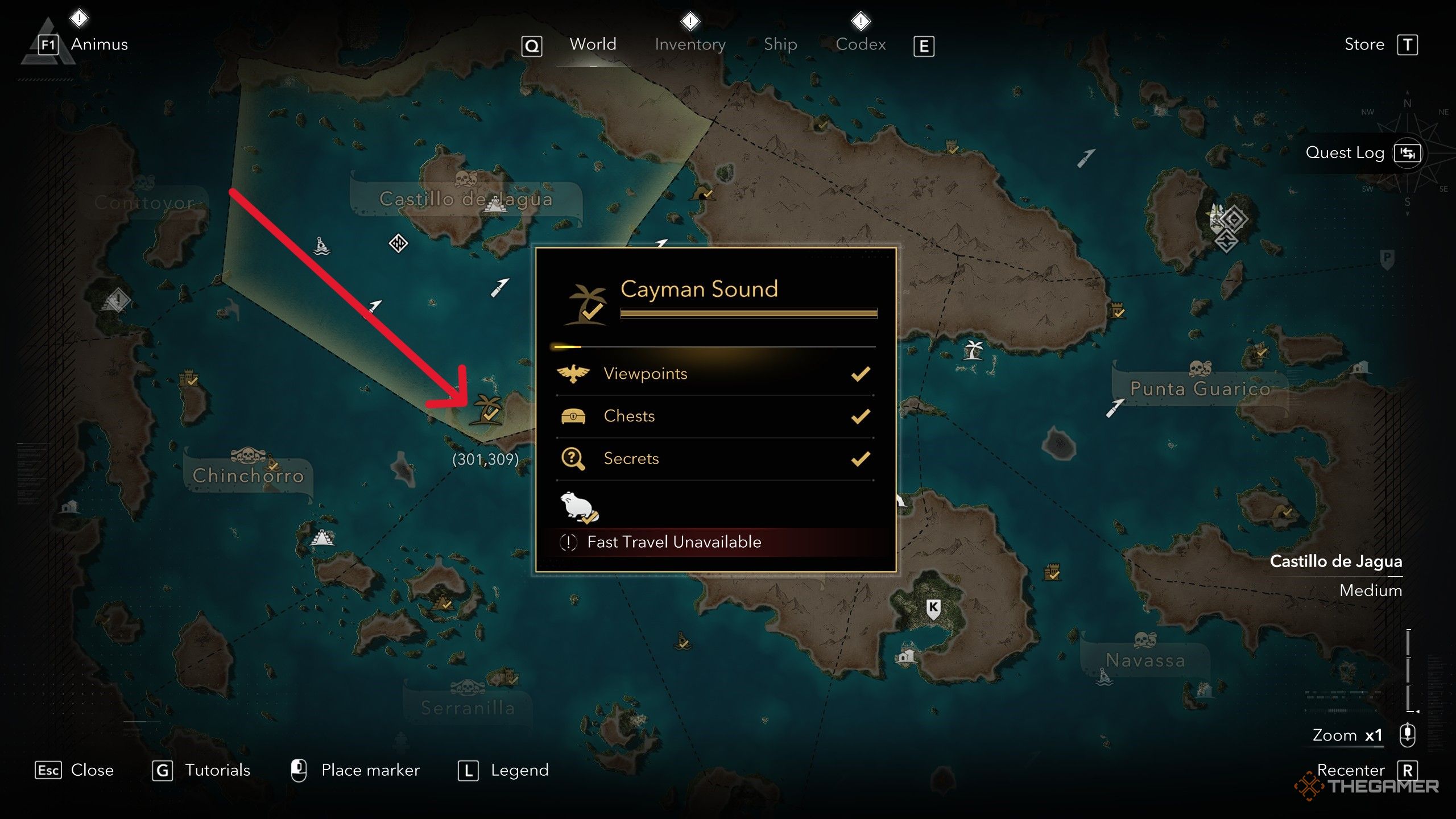 A player locating the Heavy Shot Storage Ultimate Plan in Assassin's Creed: Black Flag Resynced.