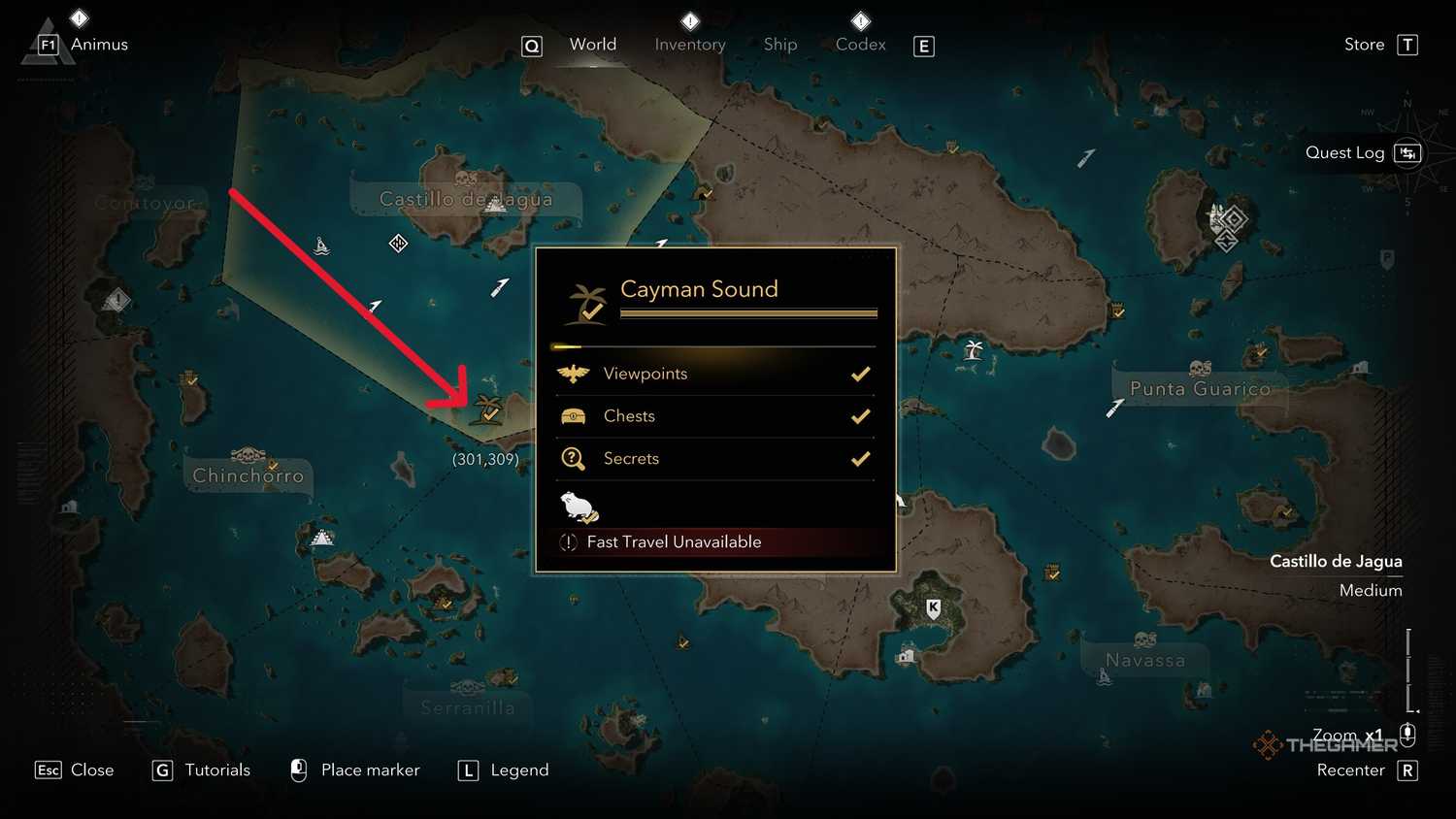 A player locating the Heavy Shot Storage Ultimate Plan in Assassin's Creed: Black Flag Resynced.