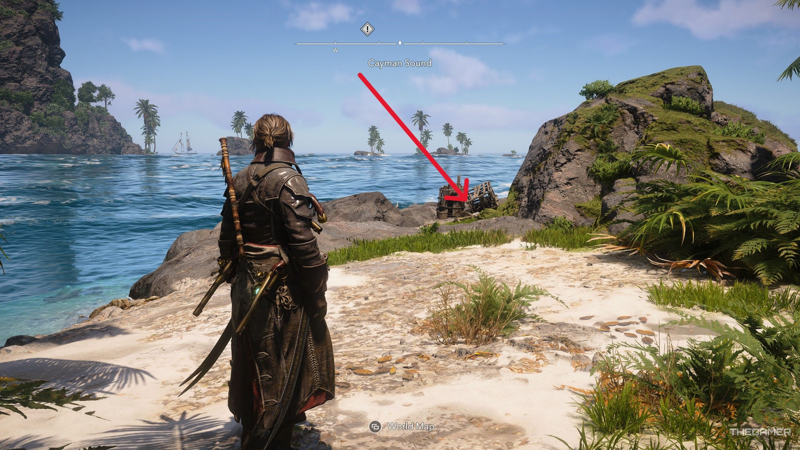 A player locating the Heavy Shot Storage Ultimate Plan in Assassin's Creed: Black Flag Resynced.
