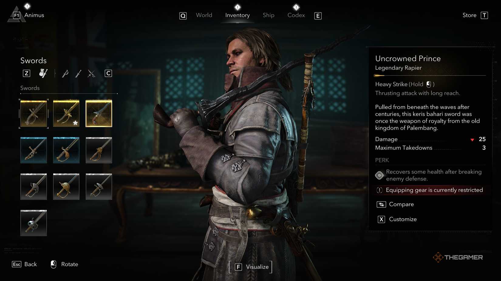 A player locating the Uncrowned Prince swords in Assassin's Creed: Black Flag Resynced.