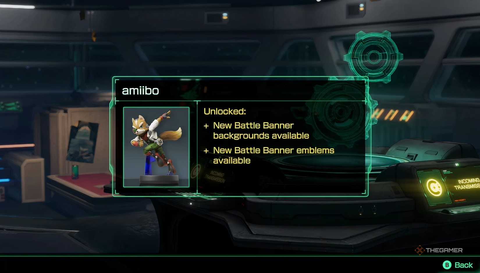 Fox Amiibo unlock screen from Star Fox.