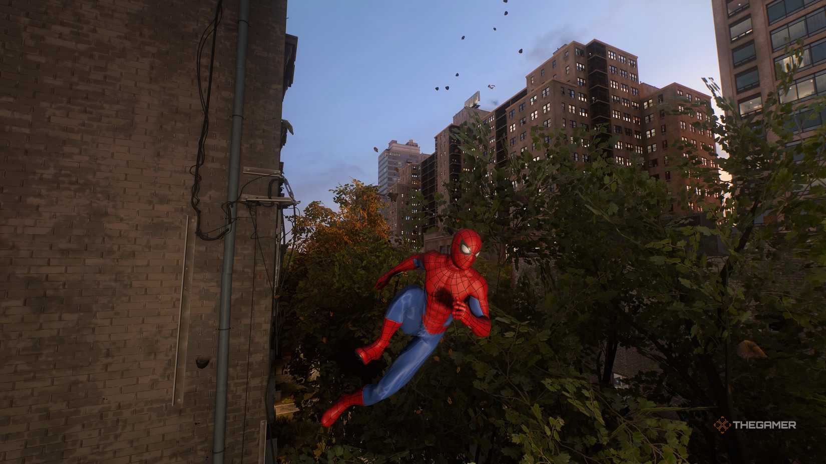 peter wearing the fresh start brand new day suit in spider-man 2.