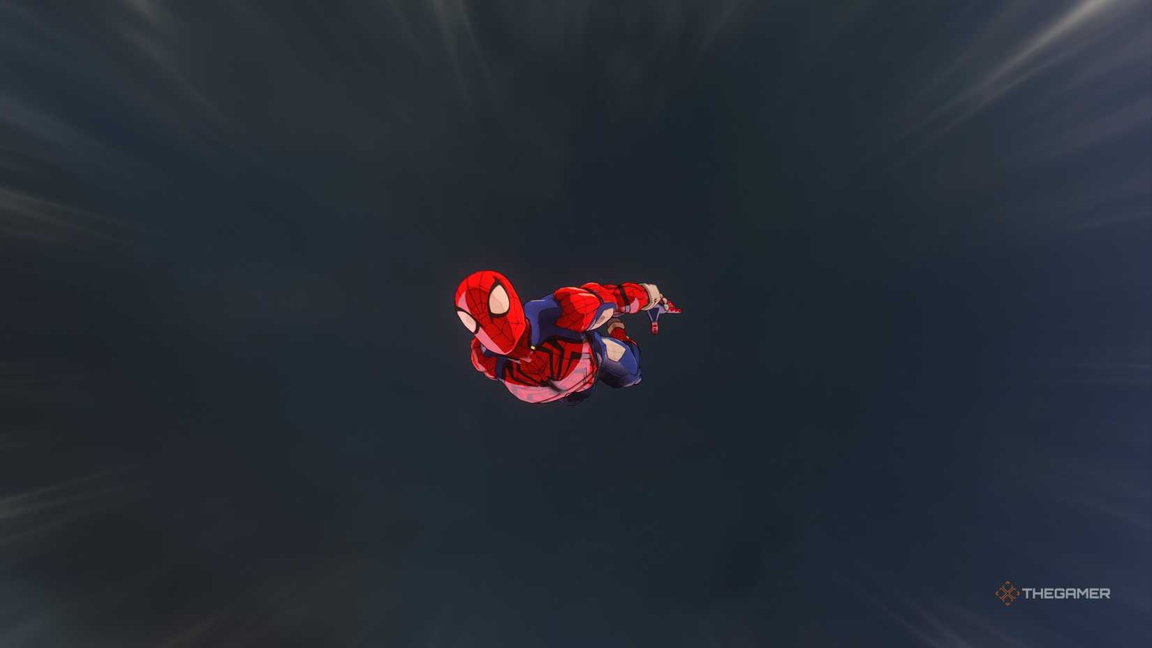 peter parker wearing his marvel tokon suit in spider-man 2.