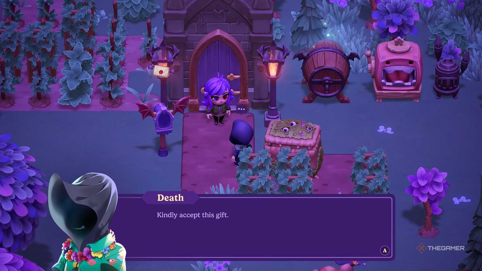 Death presents the player with an antique clock from Moonlight Peaks.