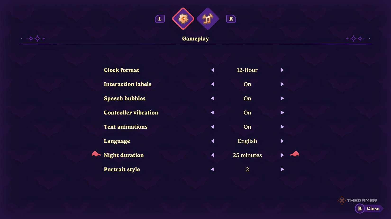 Set the night duration for Moonlight Peaks.