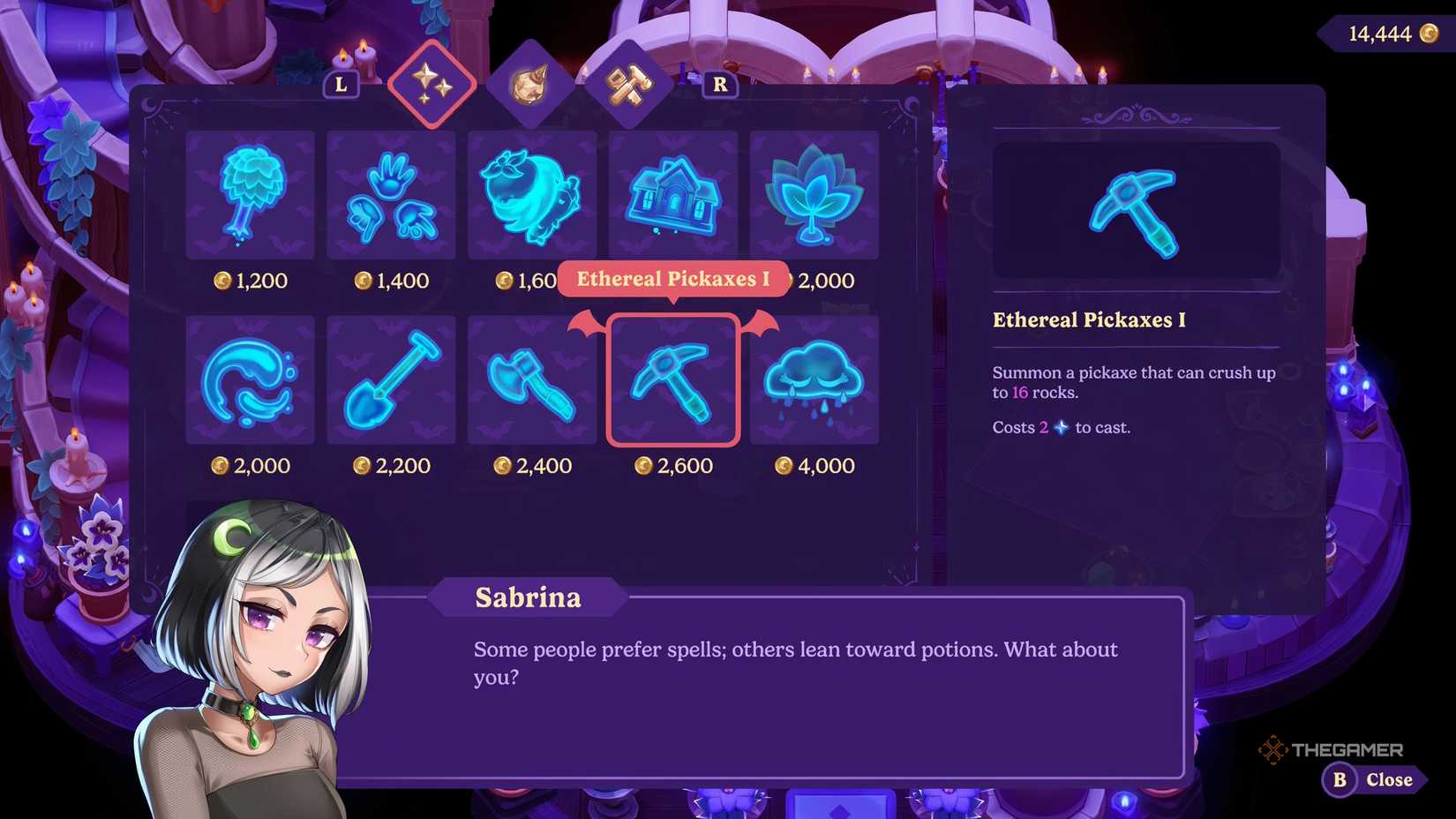 Shop spelling tool related spells in Moonlight Peaks.