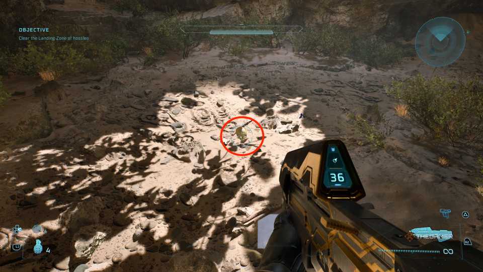 Skull sitting on the floor of a cave in Halo: Campaign Evolved.