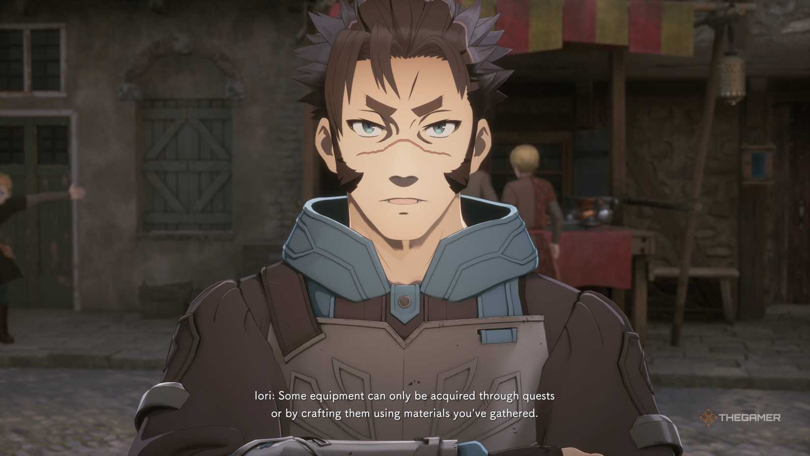 Iori explaining how to get new gear in Echoes of Aincrad.