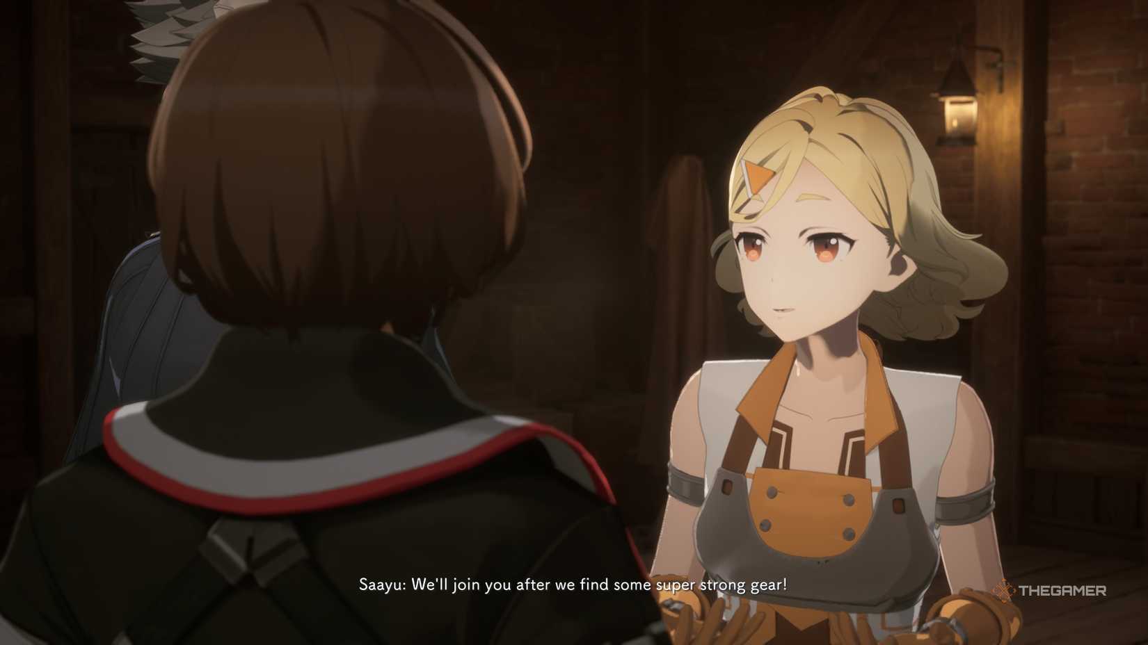 Saayu saying she'll join your party after getting gear in Echoes of Aincrad.