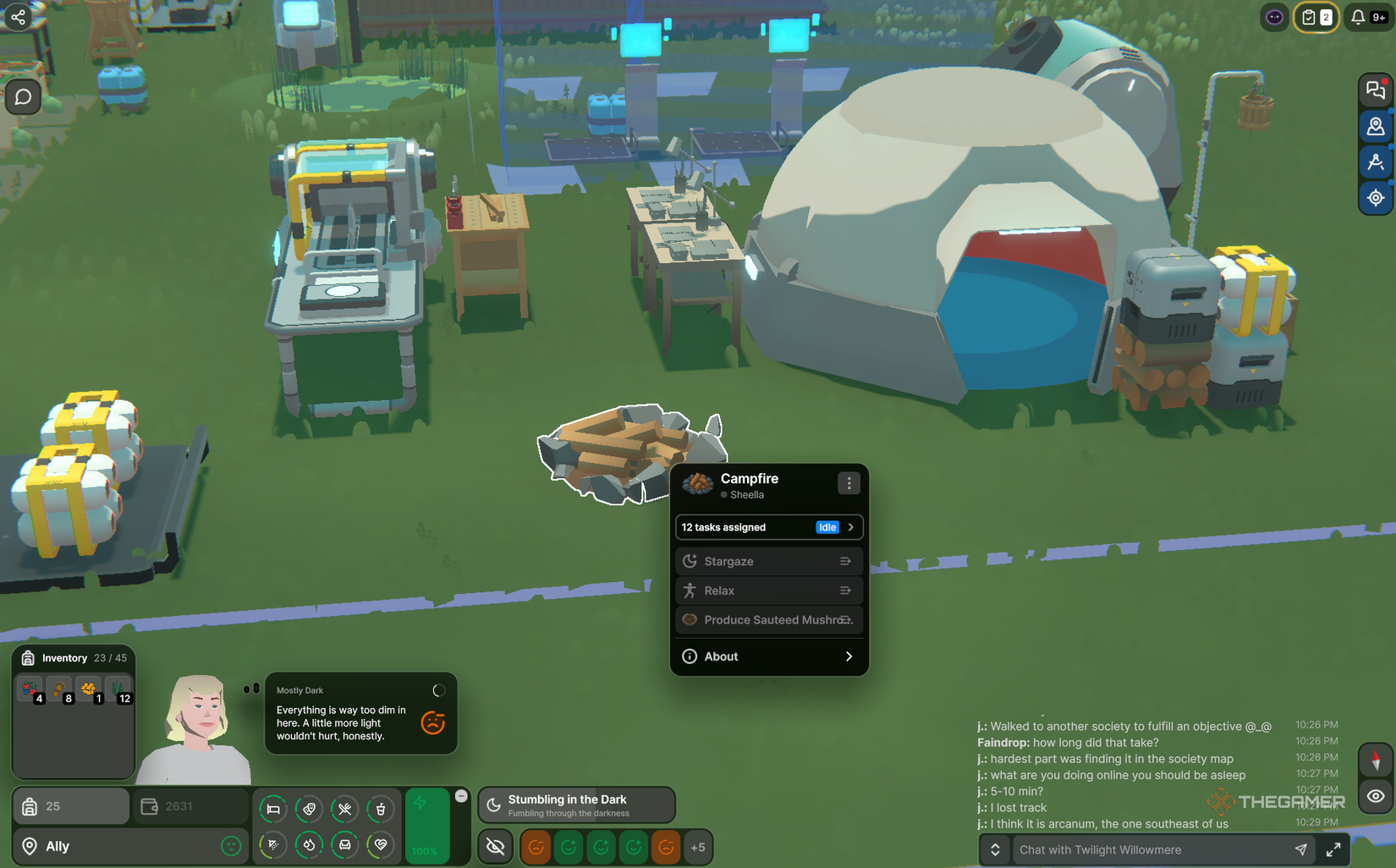 Campfire on the ground in Seed.