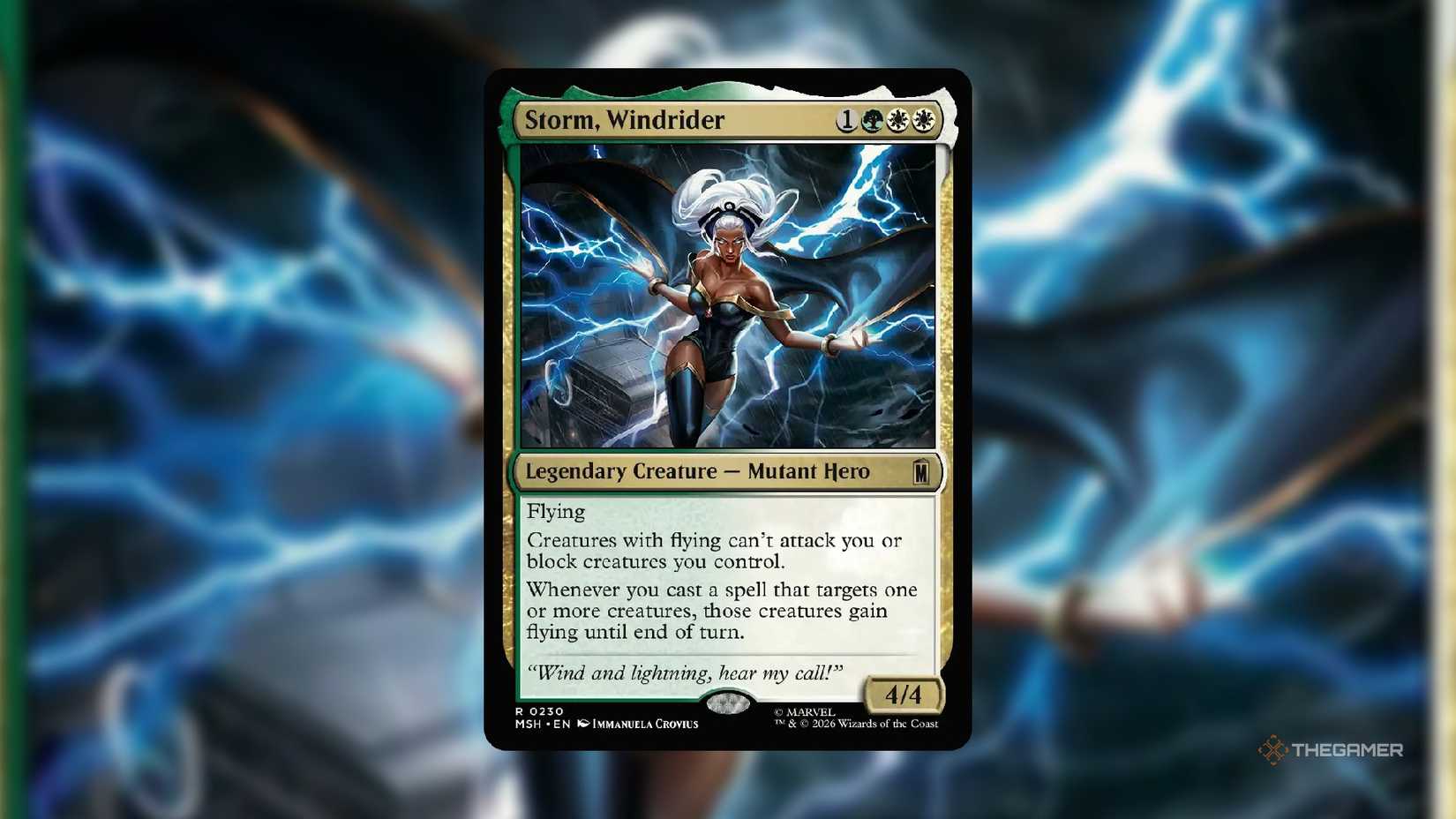 mtg marvel storm card Magic the Gathering Secret Lair x Marvel's vigilance Ceaseless Tempest Whenever Storm deals combat damage to a player Storm, Windrider - Marvel Super