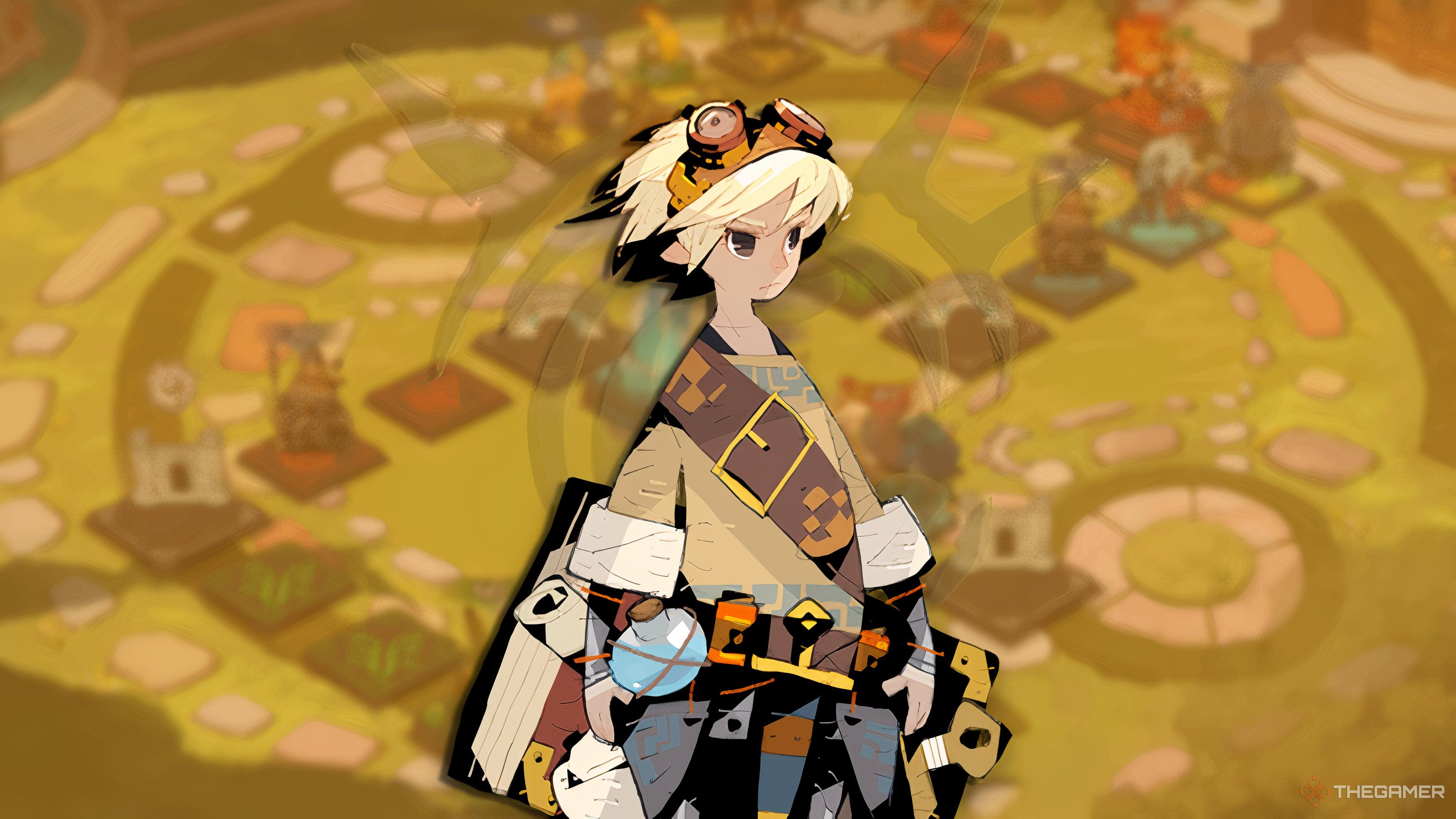 Tarhunt on a background of a blurred Culdcept game from Culdcept Begins.