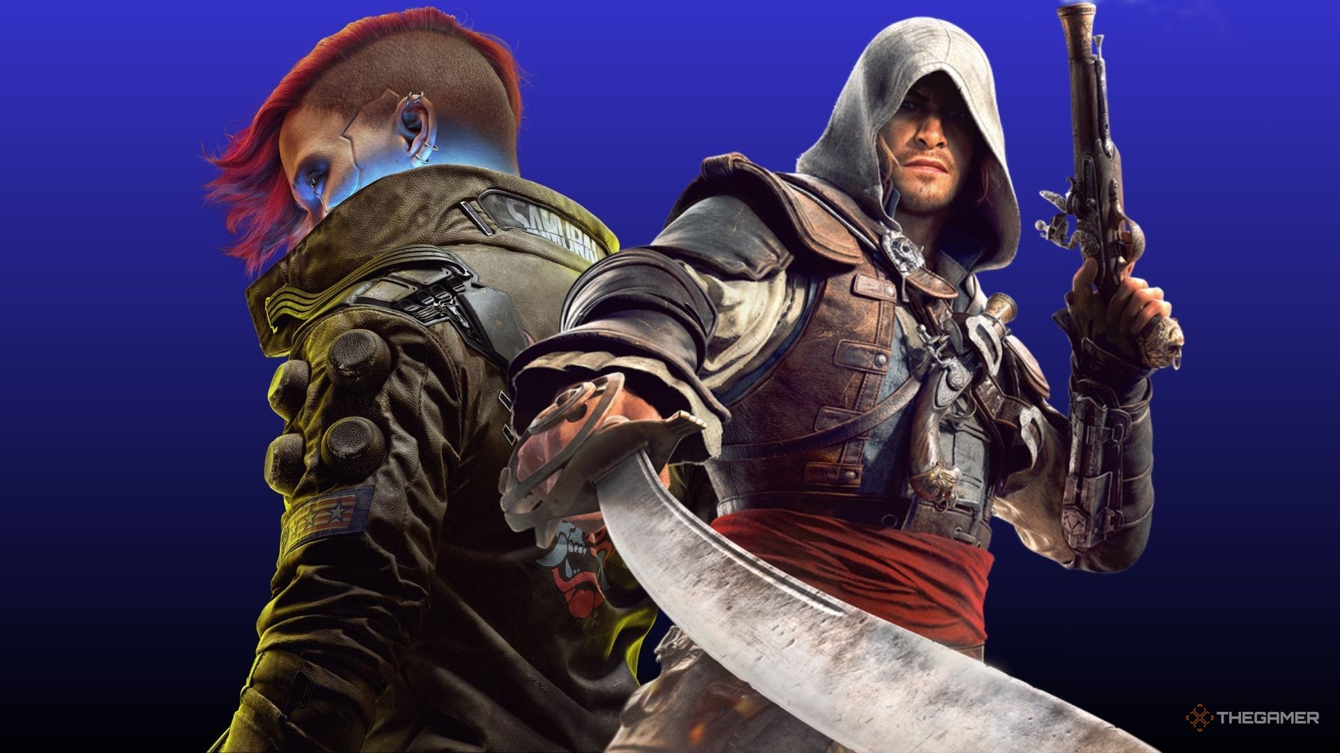 V from Cyberpunk 2077 and Edward from Assassin's Creed Black Flag Resynched.