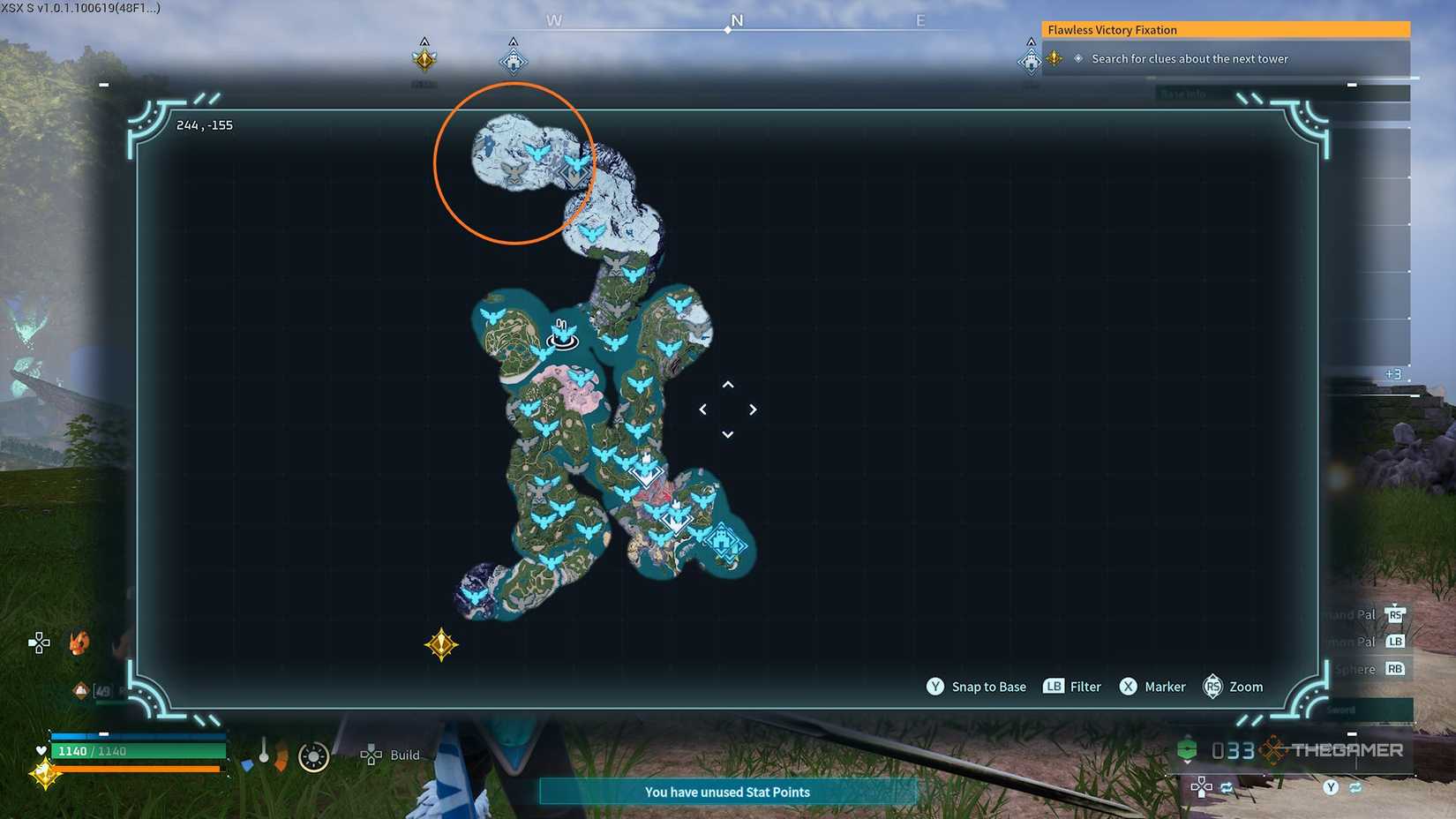 Wumpo location in the Astral Mountains of Palworld.