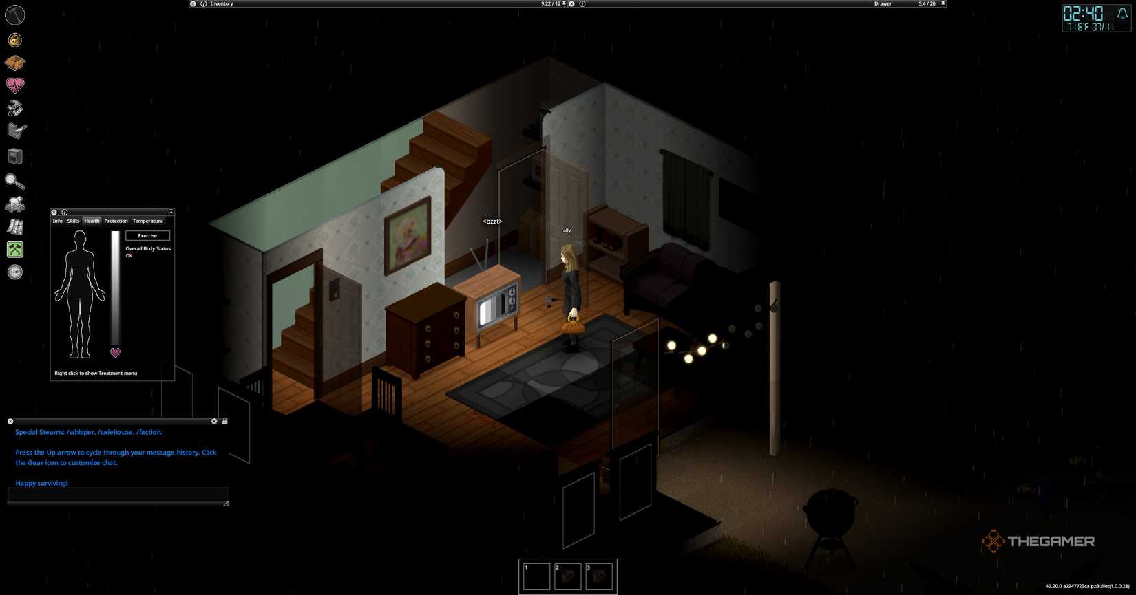Looking at a TV in Zomboid.