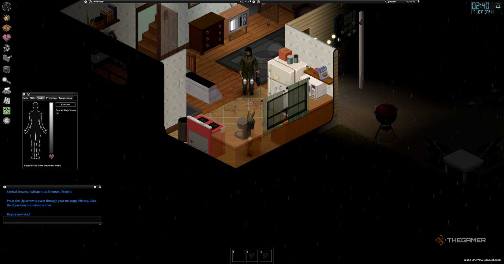 Character in the kitchen in Project Zomboid.