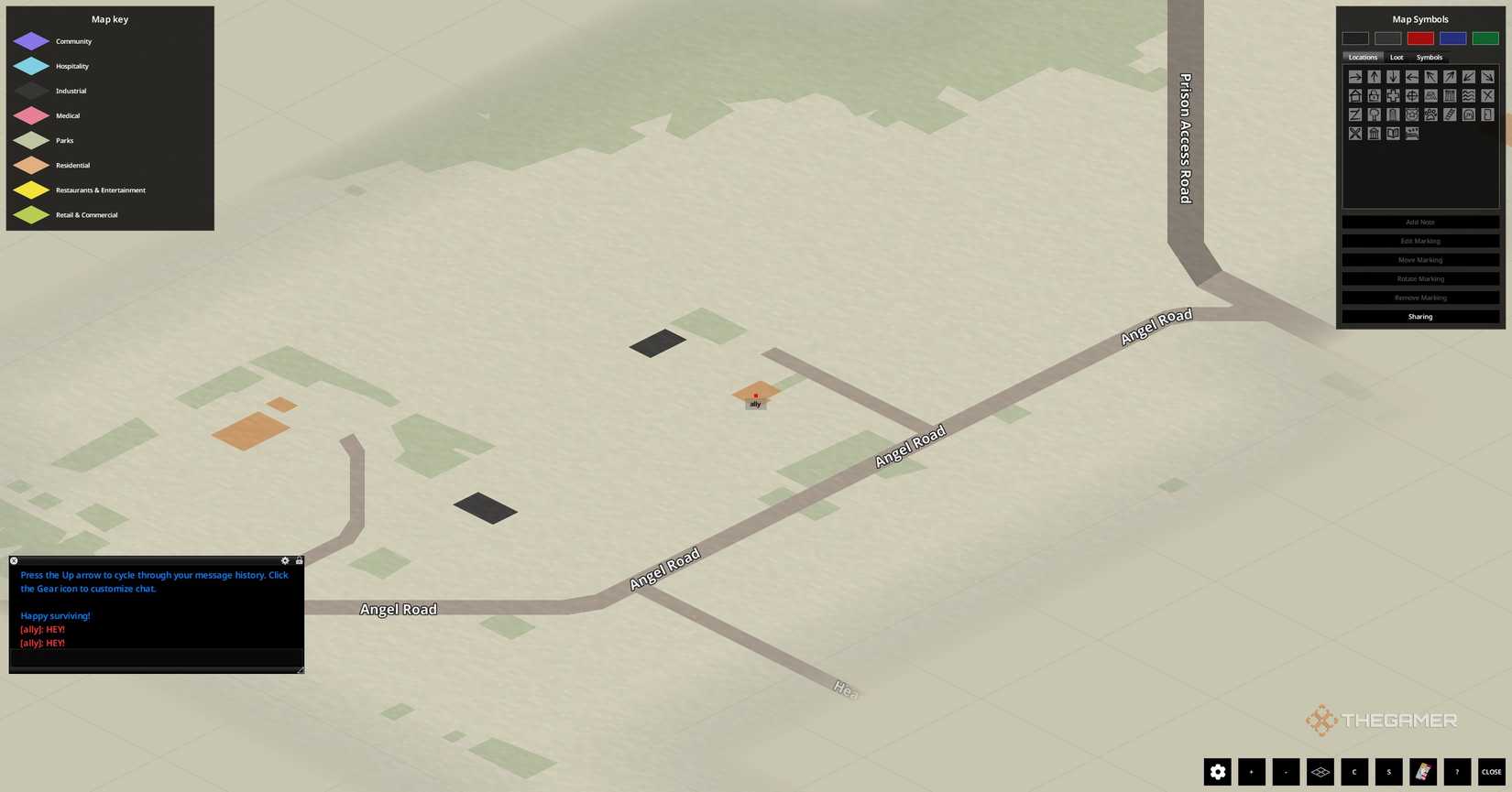 Character in a house on the map in Project Zomboid.