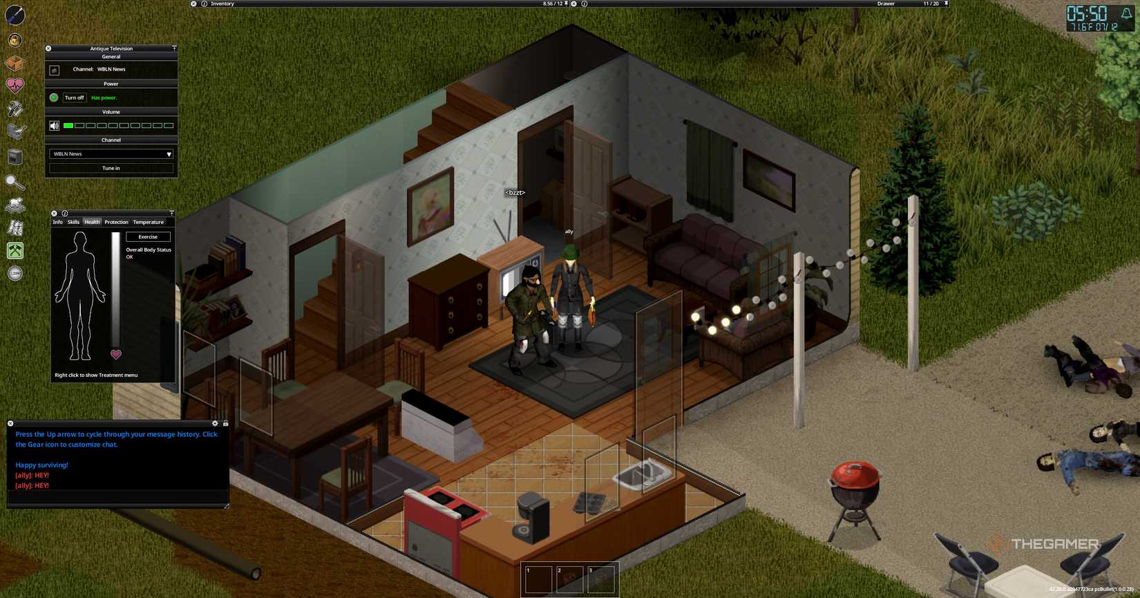 Character with a face mask in Project Zomboid.