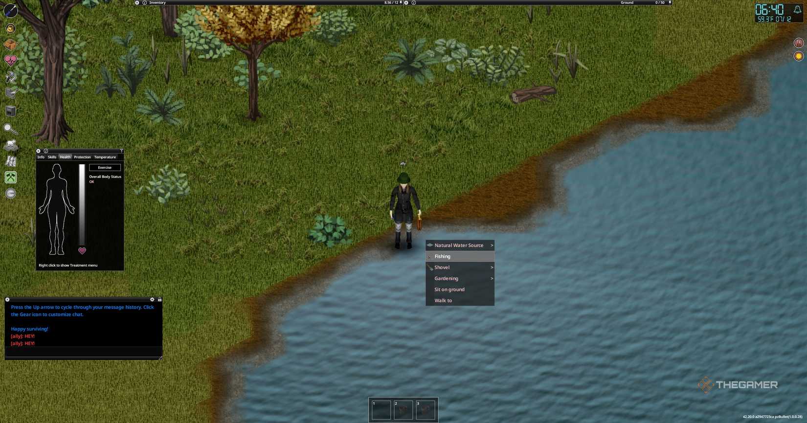 Fishing in Project Zomboid.