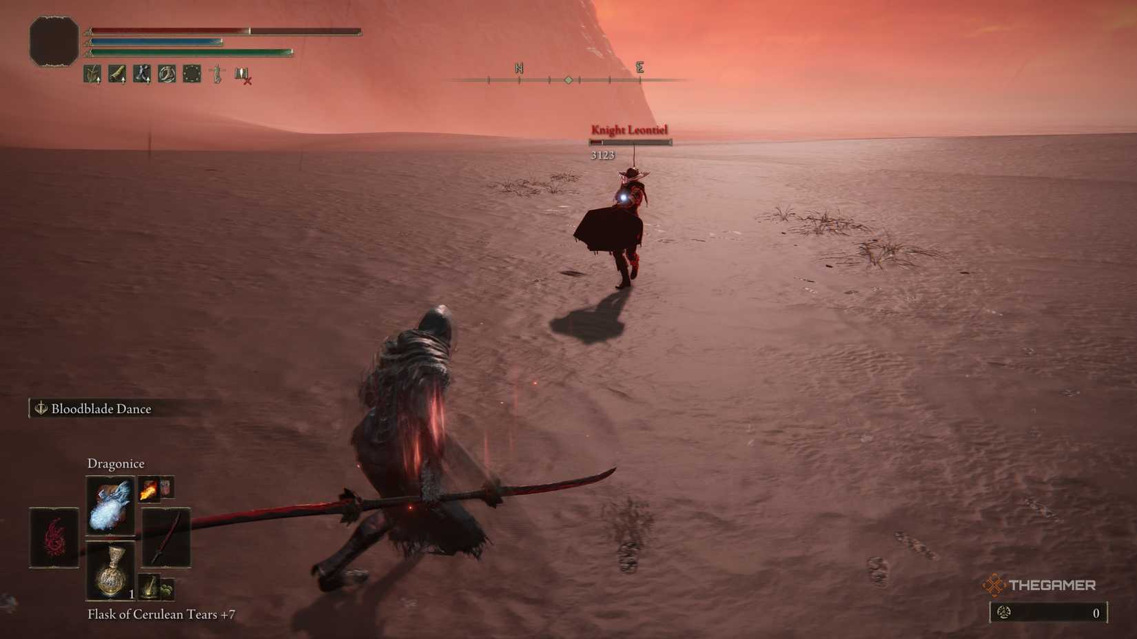 A player locating Leontiel's Greatsword and armor in Elden Ring Tarnished Edition.