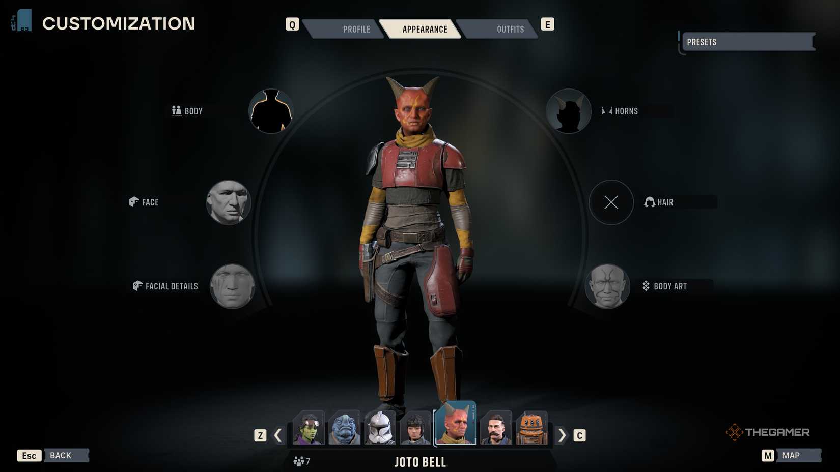 A player fully customizing their operators appearance in Star Wars Zero Company.