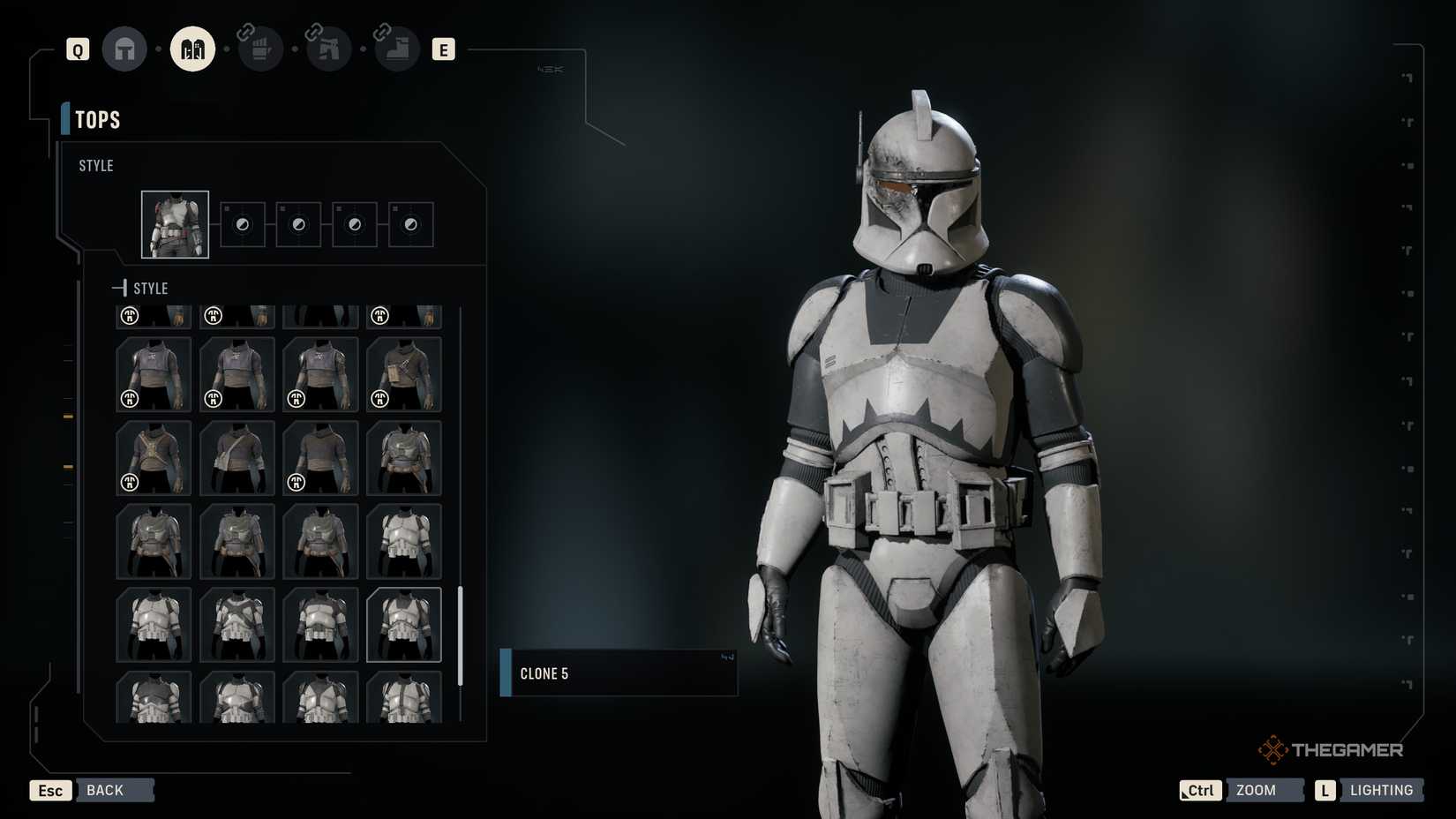 A player fully customizing their operators appearance in Star Wars Zero Company.