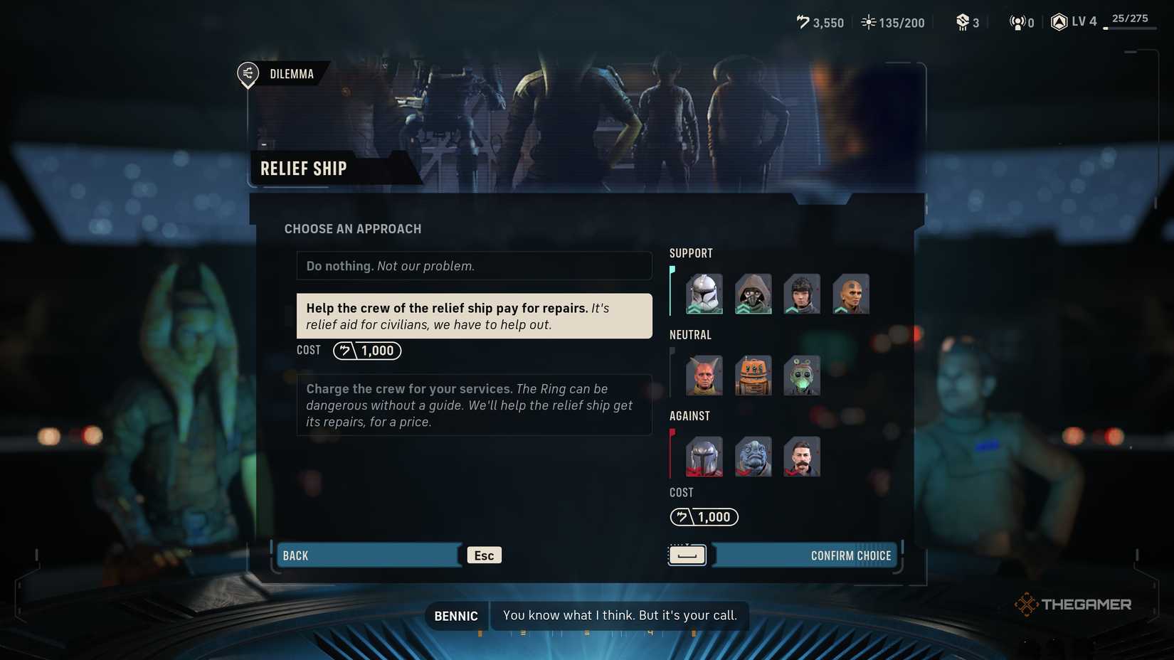 A player increasing their operators bonds in Star Wars Zero Company.