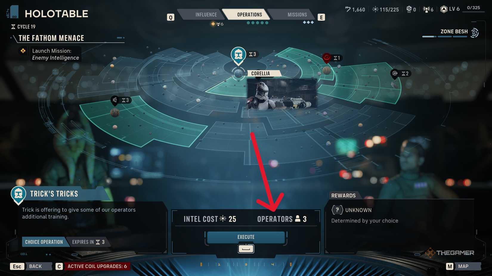 A player increasing their operators bonds in Star Wars Zero Company.