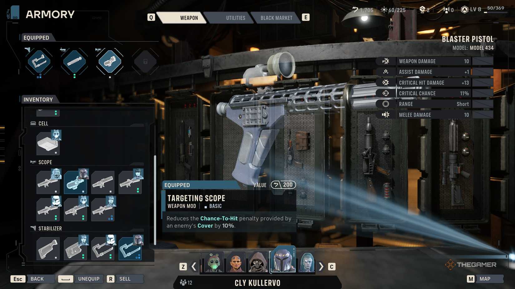 A player unlocking all weapon mod slots in Star Wars Zero Company.