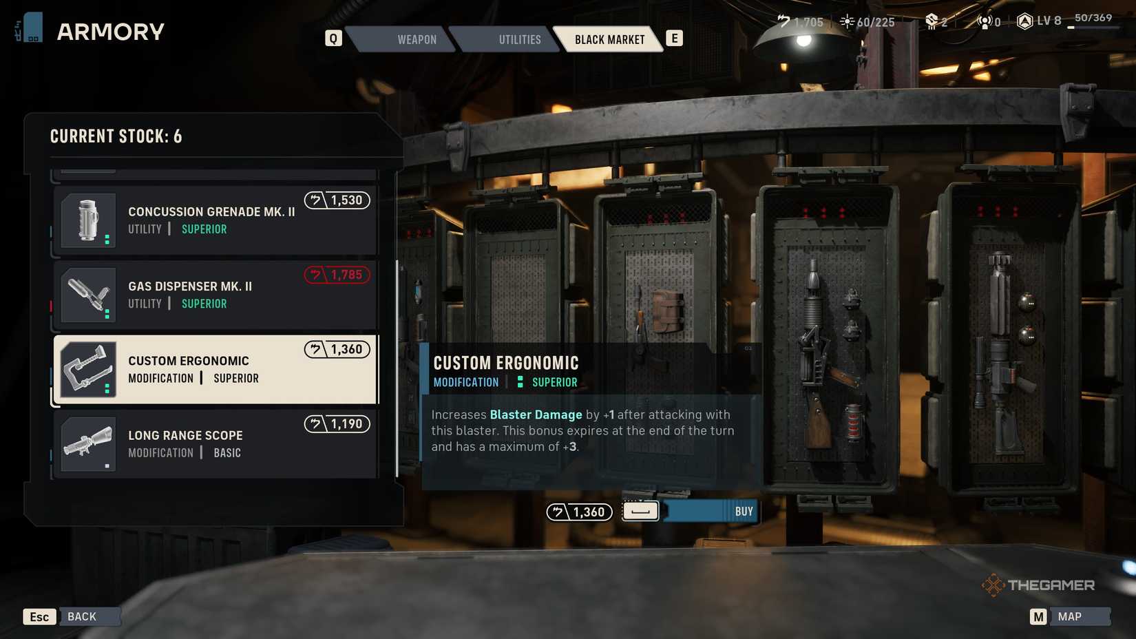 A player unlocking all weapon mod slots in Star Wars Zero Company.