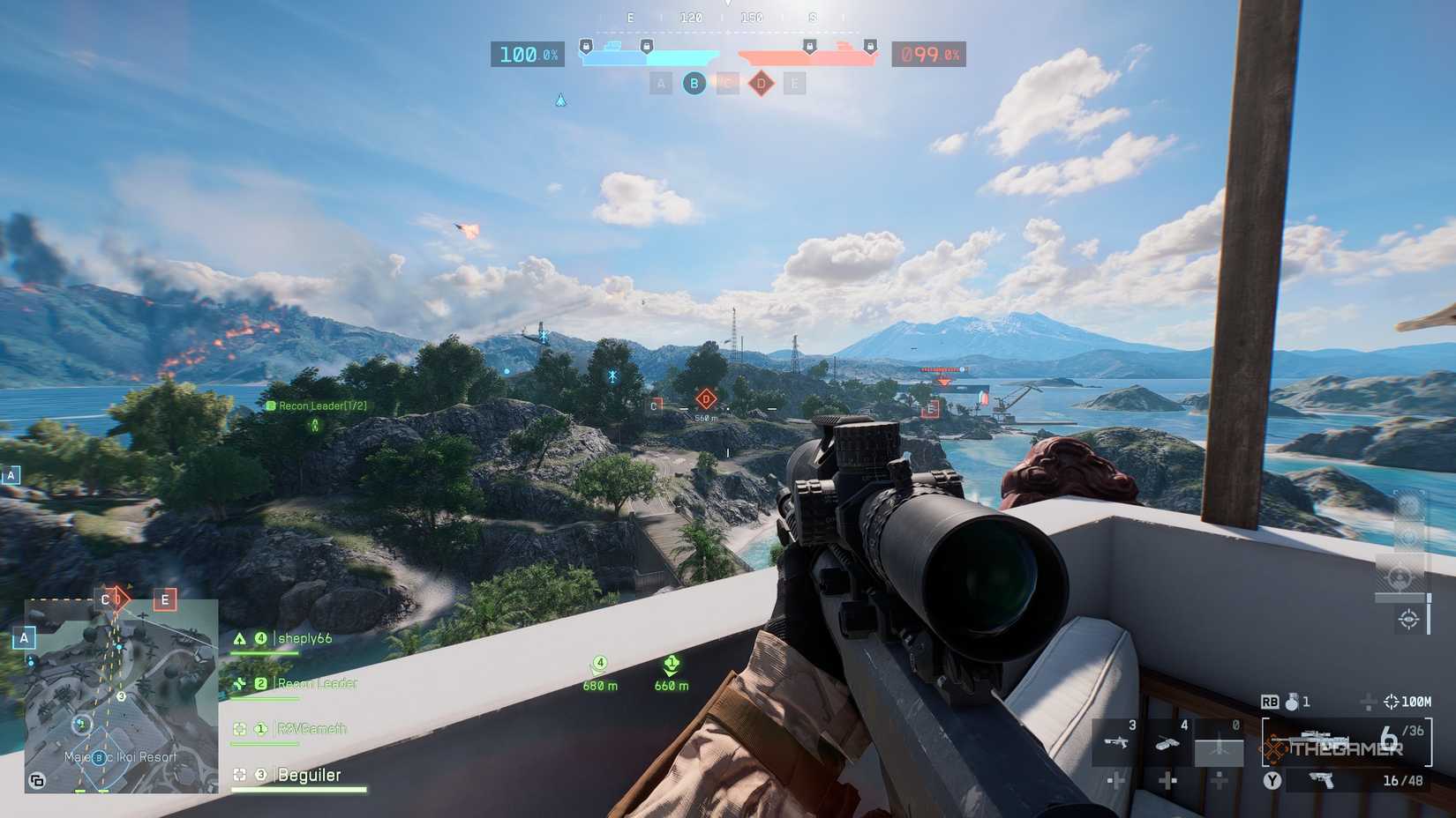 یاریزانێک لە یاری Battlefield 6 قفڵی تفەنگی قەناس بەدەستی Interdictor دەکاتەوە.