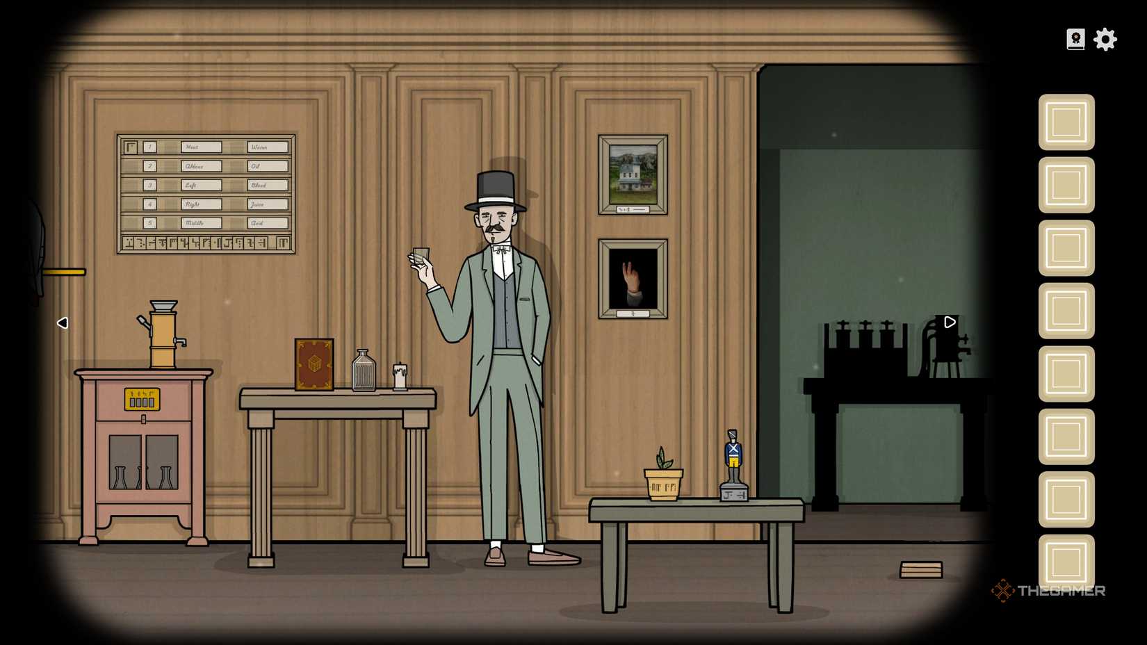 Aldous in his lab in Servant of the Lake.