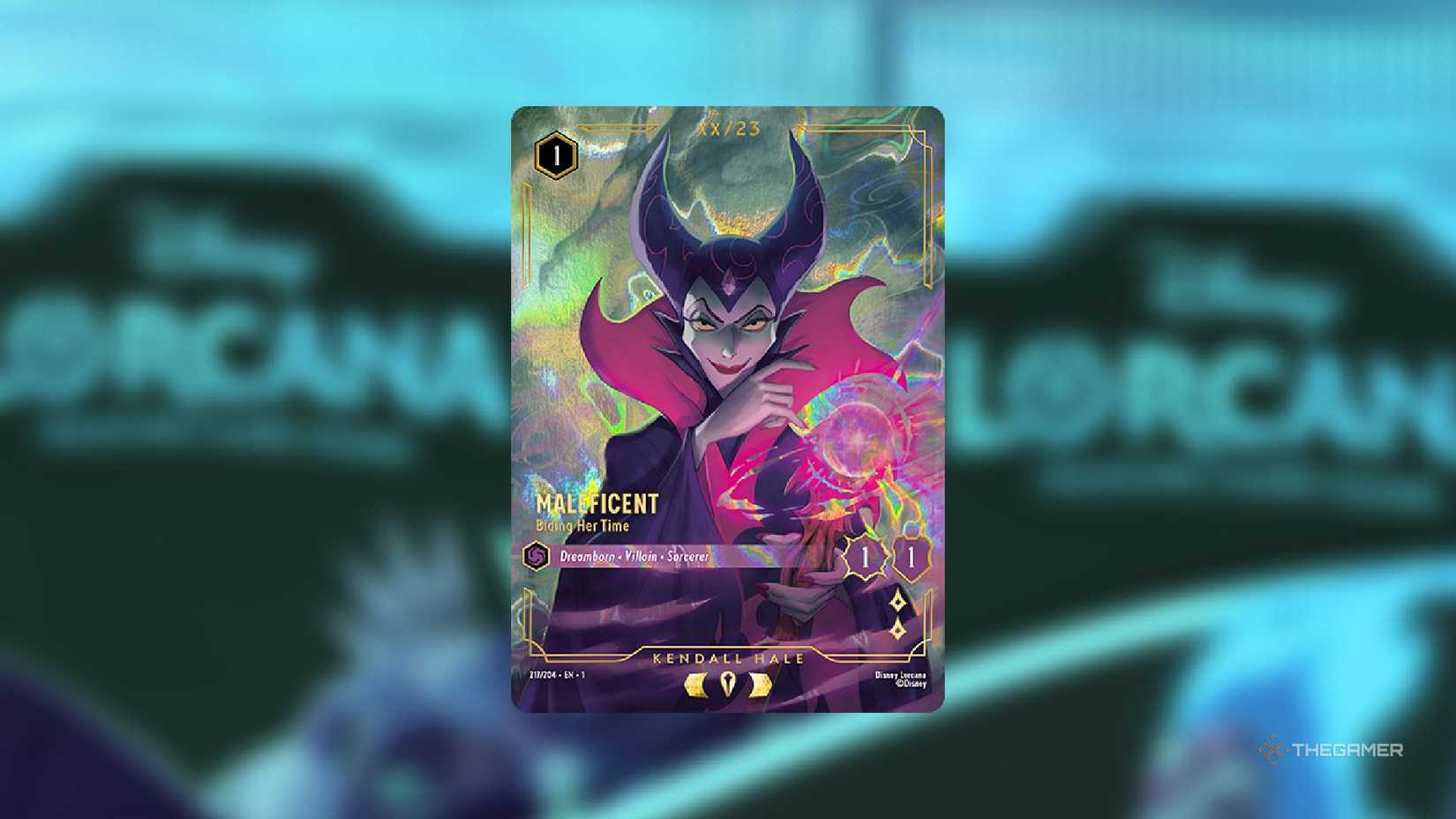 An image of the serialized chase card from Disney Lorcana Collector Booster boxes.